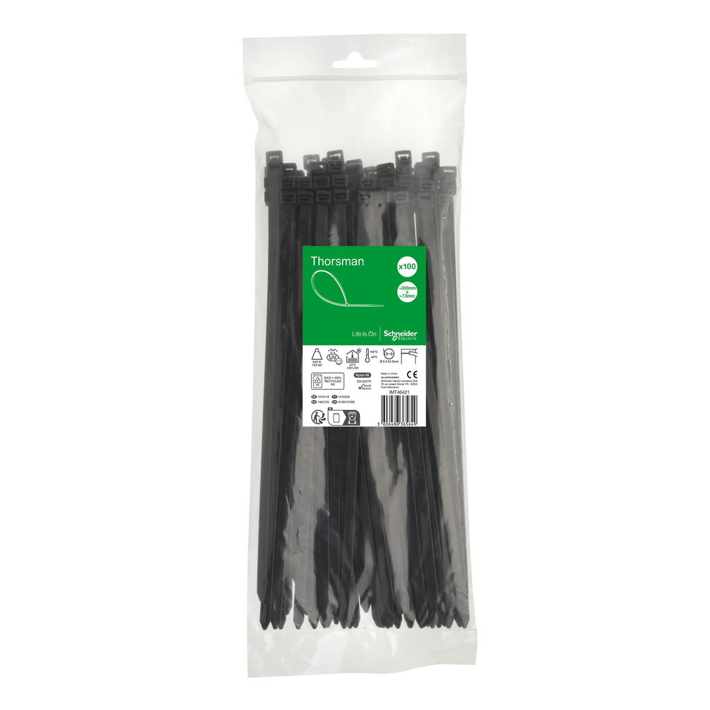 Thorsman colliers de serrage 300x7.6 Noir, 100p