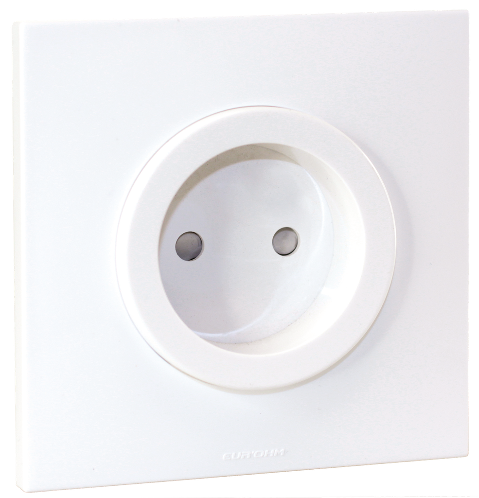 Square - prise 2P + plaque - blanc