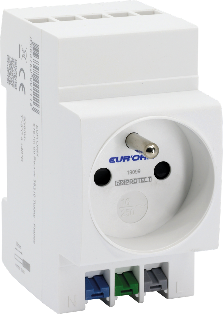 Prise simple RX PROTECT 2P+T 16A modulaire à cx rapides