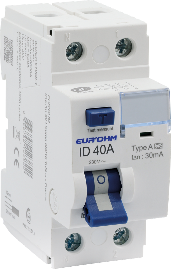 ID 2x40A 30mA Type A à vis H/B