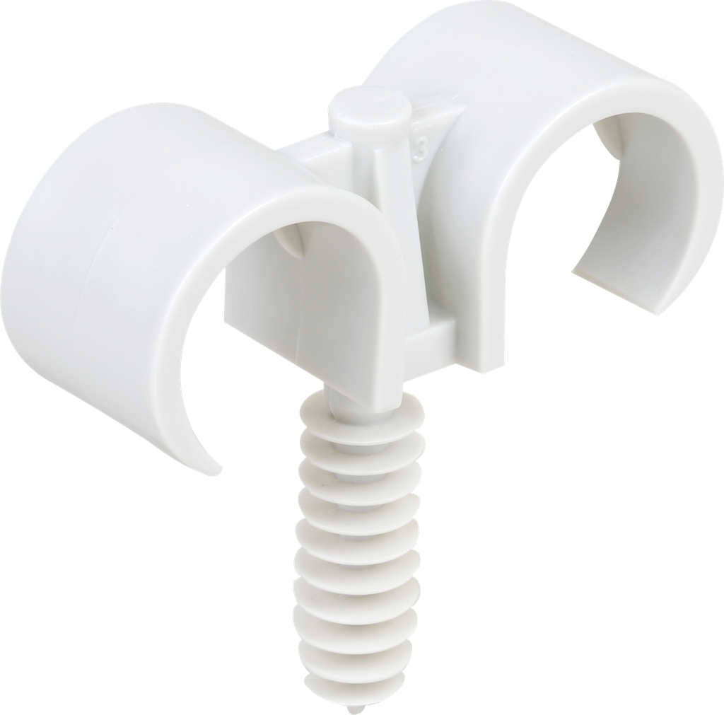 Double clips/cheville tube Ø25