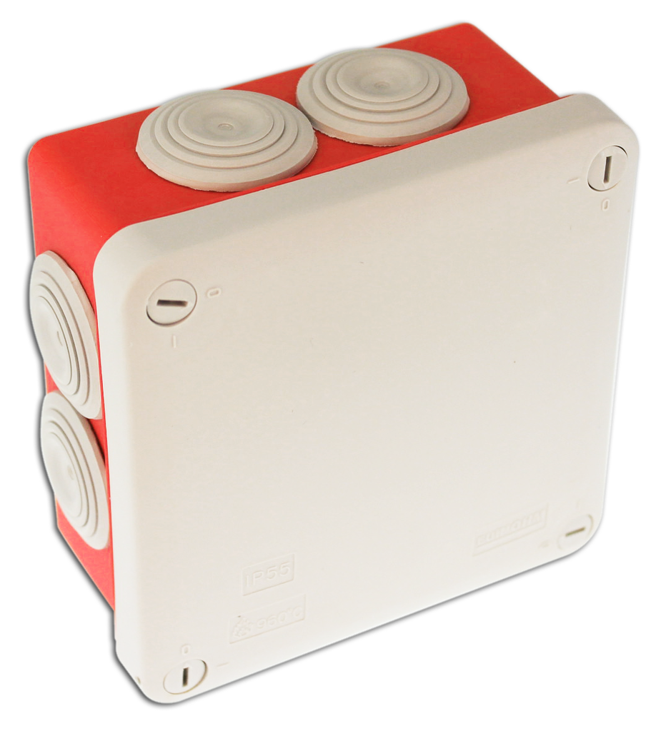 Bte rouge pour circuits de sécurité IP55 105x105x55mm - 960°C