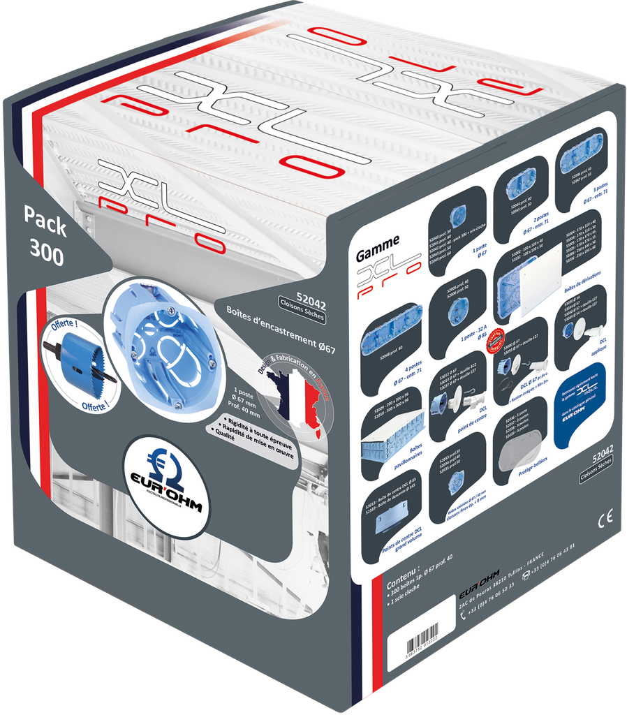 Pack 300 btes d'Enc. XL 1Poste F67x40mm