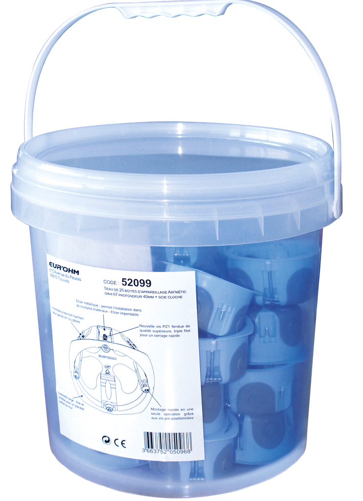 Seau 25 btes AIR'metic d67 Prof. 40mm + scie cloche