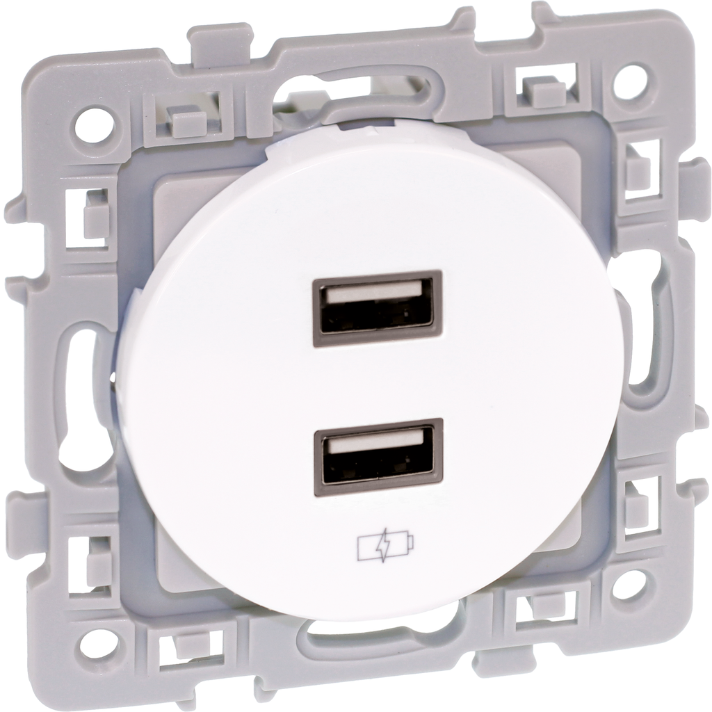 SQUARE chargeur dble USB A 5,5V BLC