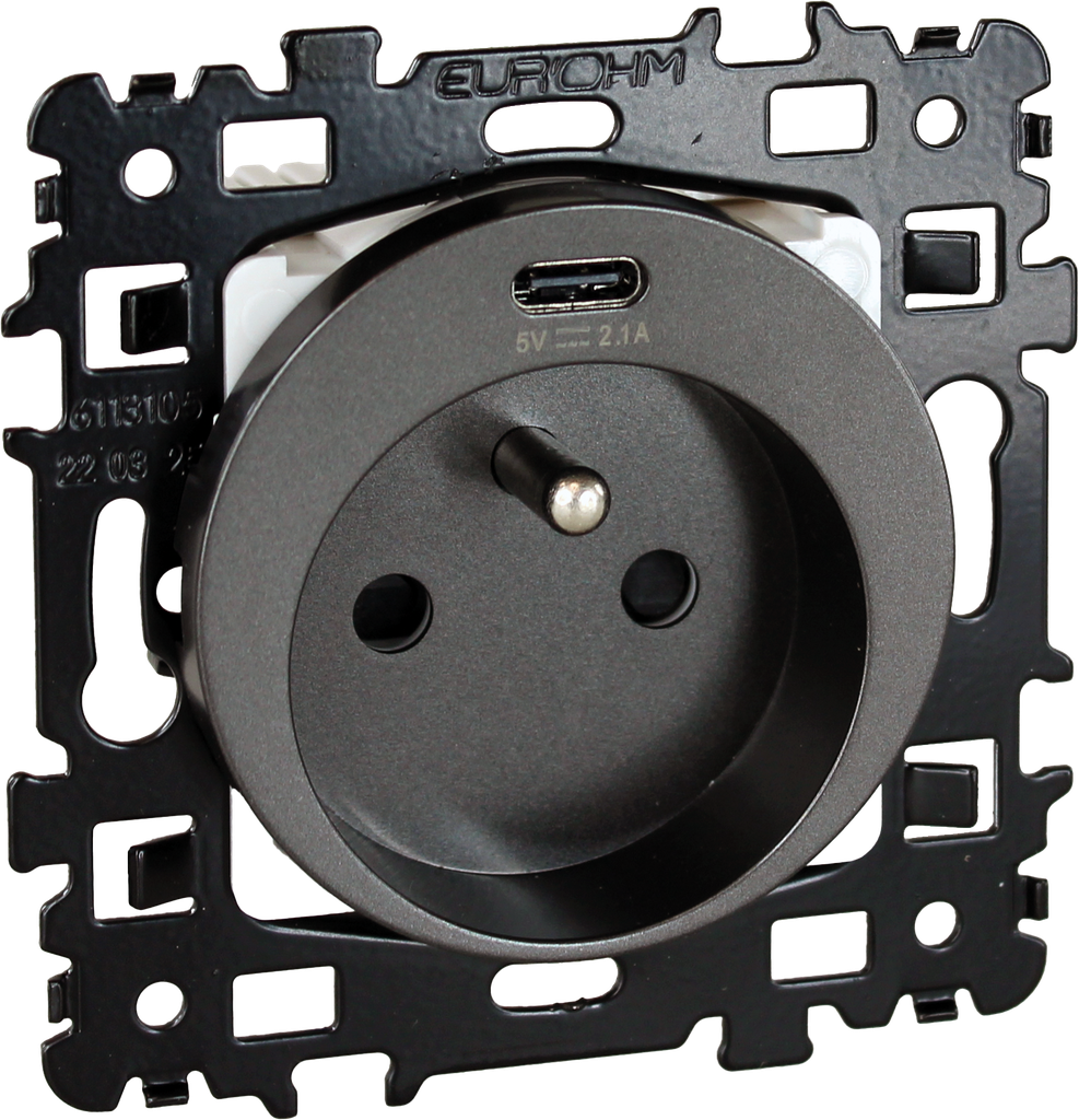 Square Prise combinée 2P+T + USB C - Vulcain