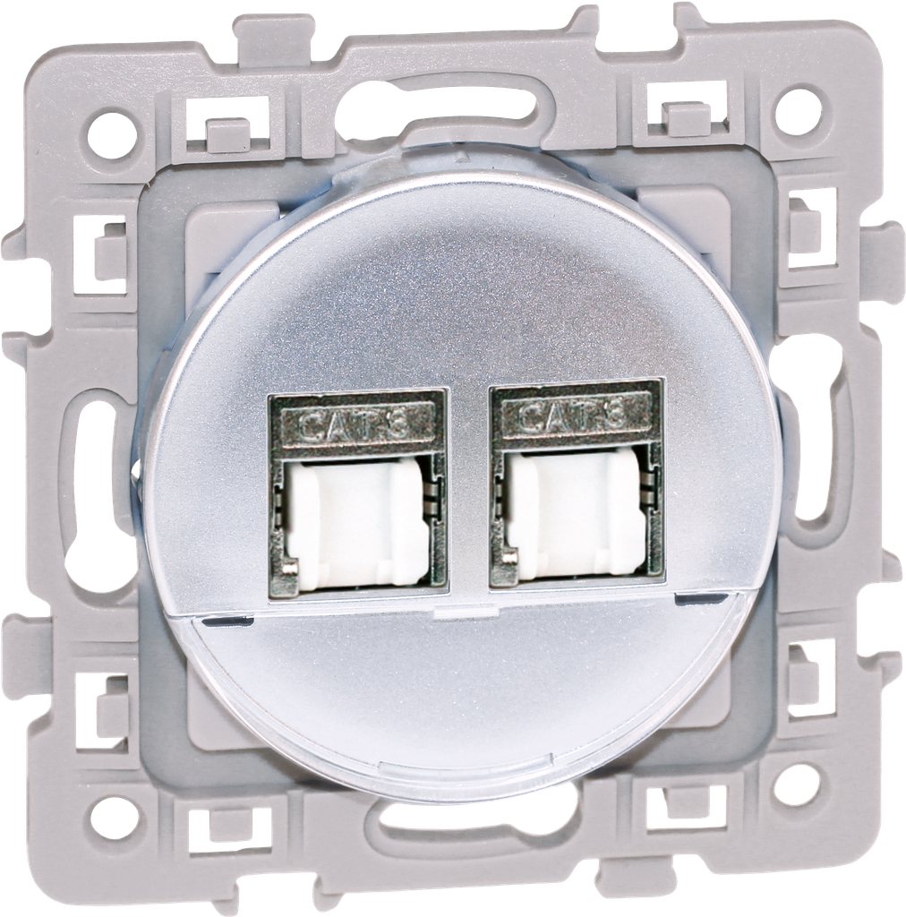 SQUARE DBLE RJ 45 CAT6 grade3 multimedia STP SILVER