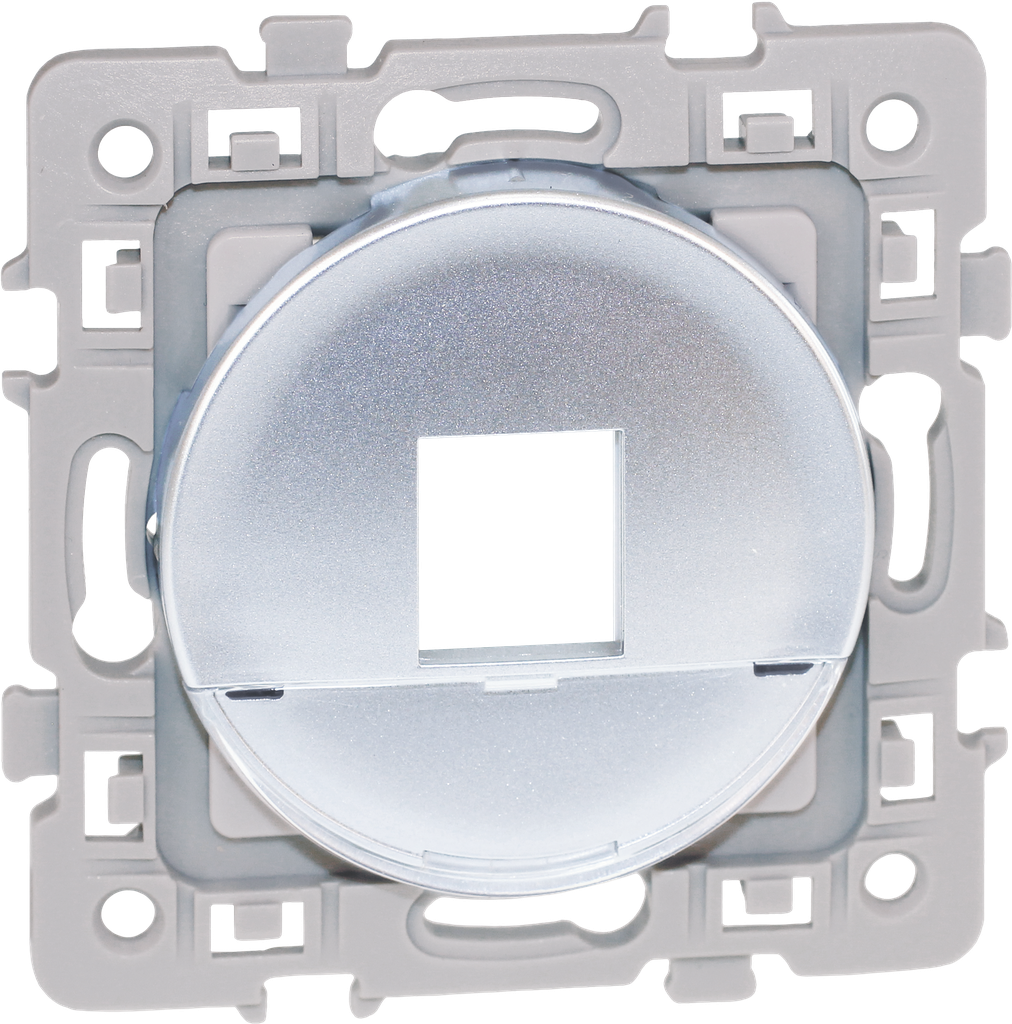 SQUARE plastron RJ45 format KEYSTONE SILVER