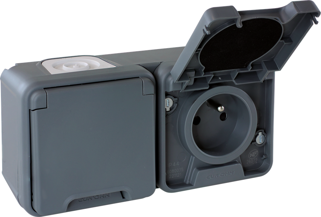 OXXO Double PC horiz 2P+T GRIS SAILLIE IP55