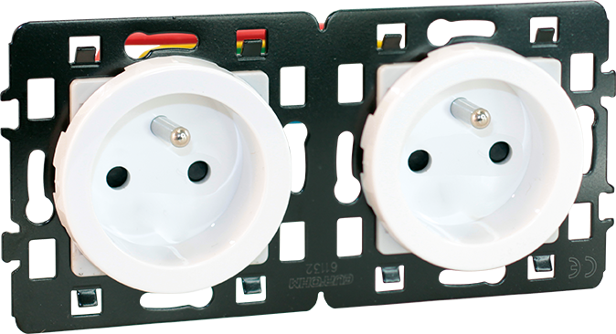 COMETE Prise Double 2P+T Pré-câblée BLC