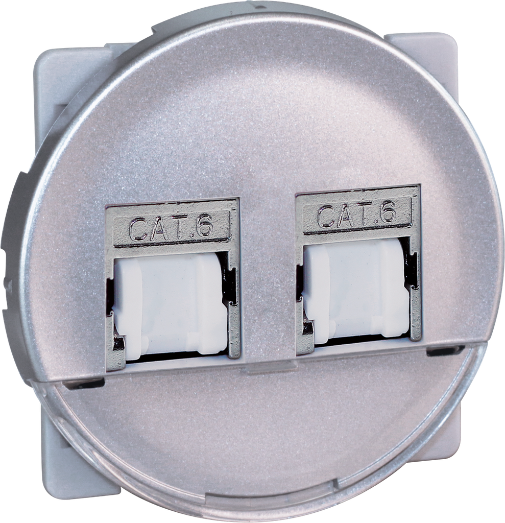 COMETE Double Prise RJ45 Multimédia STP Cat.6 Grade 3 SILVER