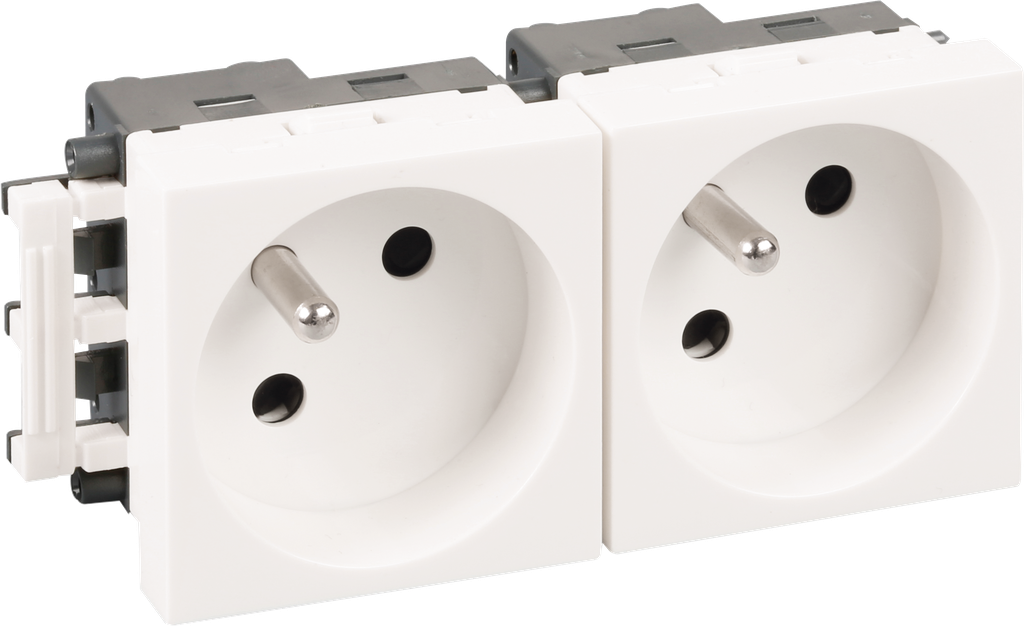 Bloc 2 prises 2P+T blanche