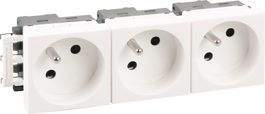 Bloc 3 prises 2P+T blanche