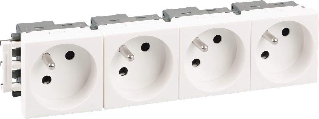 Bloc 4 prises 2P+T blanche