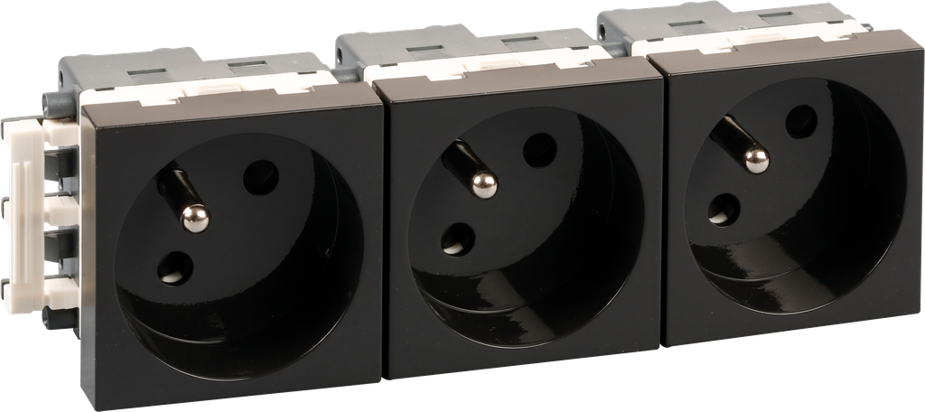 Bloc 3 prises 2P+T noire