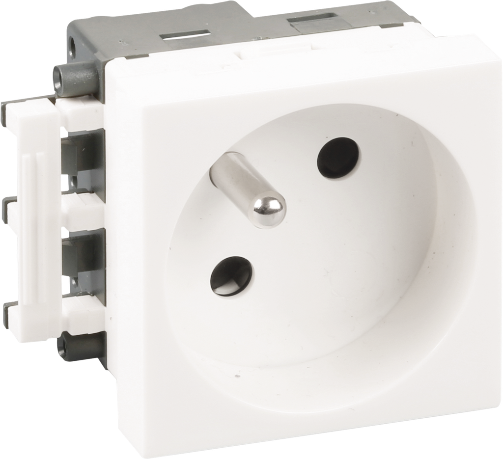 Prise 2P+T blanche extrémité de goulotte