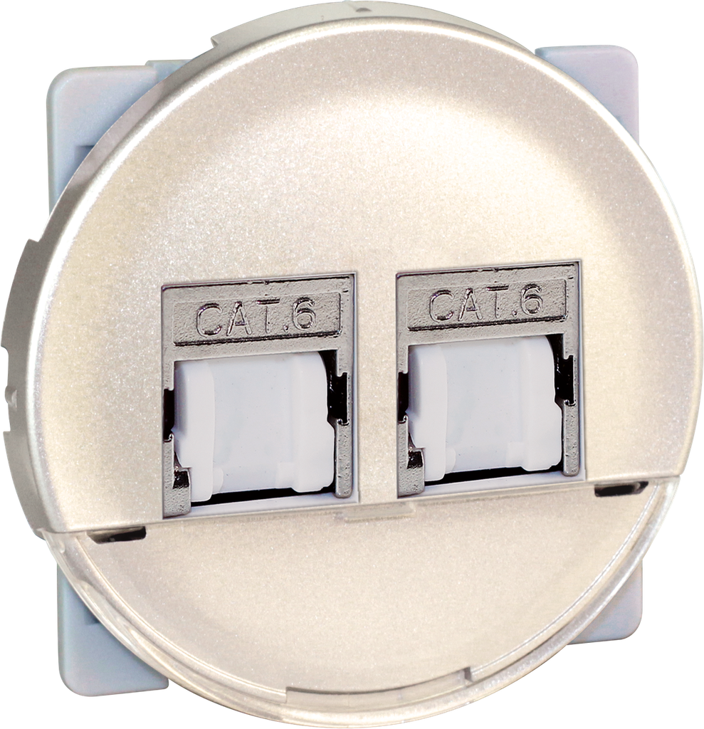 COMETE Double Prise RJ45 Multimédia STP Cat.6 Grade 3 TITANE
