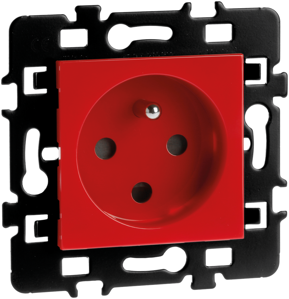 Prise 2P+T rouge détrompée + enj.