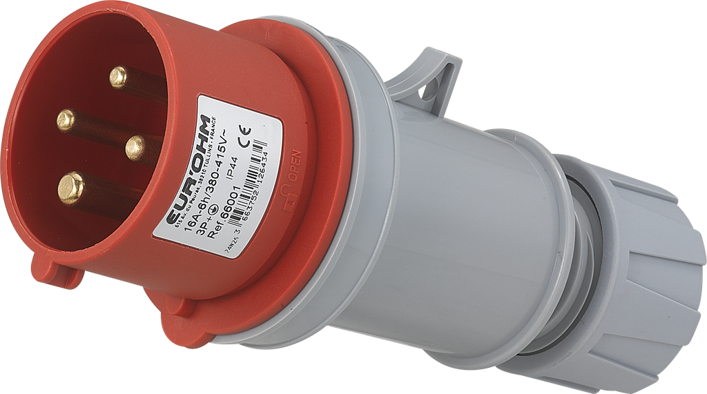 Fiche industrielle mobile droite 3P+T 16A 400V AC IP44