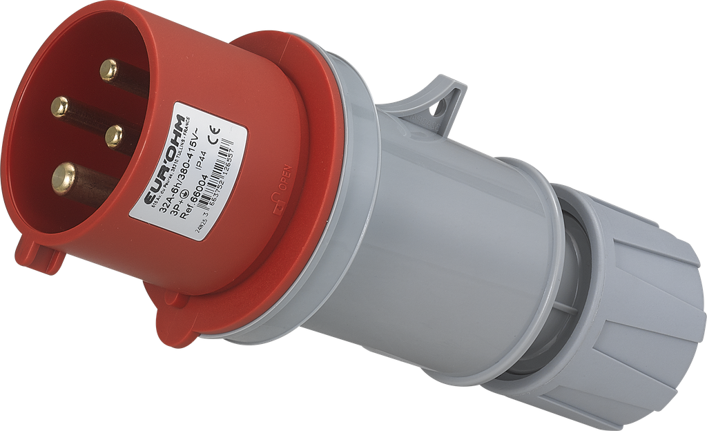 Fiche industrielle mobile droite 3P+T 32A 400V AC IP44