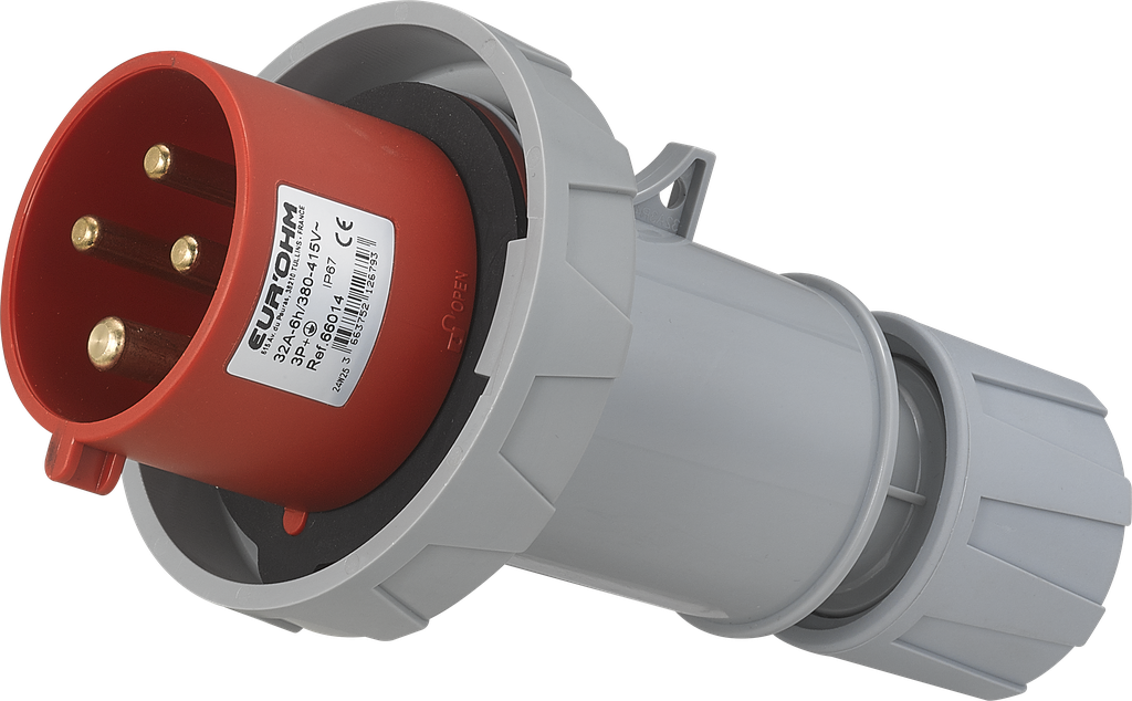 Fiche industrielle mobile droite 3P+T 32A 400V AC IP67