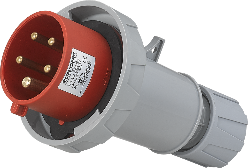 Fiche industrielle mobile droite 3P+N+T 32A 400V AC IP67