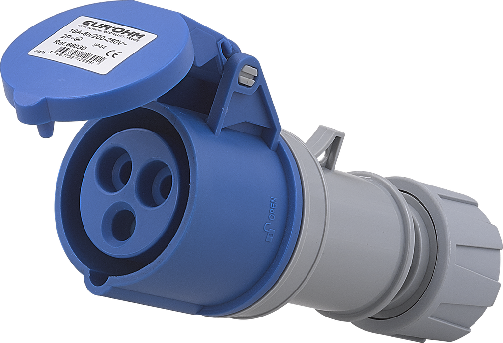 Prise industrielle mobile droite 2P+T 16A 230V AC IP44