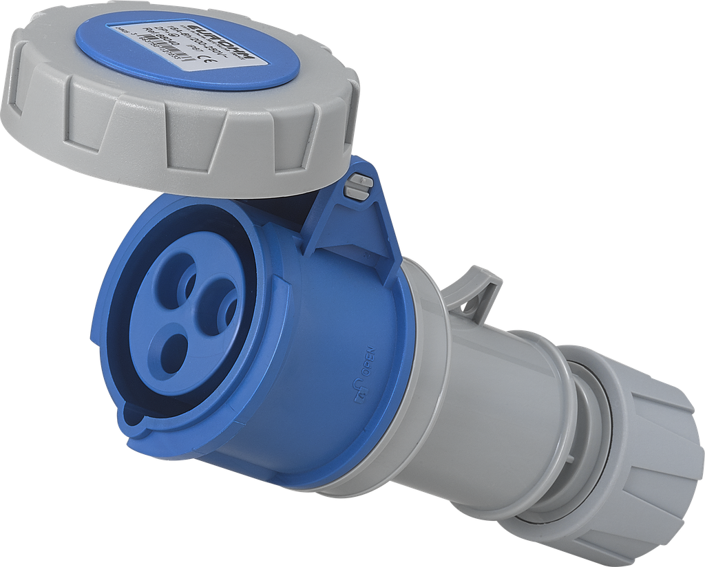 Prise industrielle mobile droite 2P+T 16A 230V AC IP67