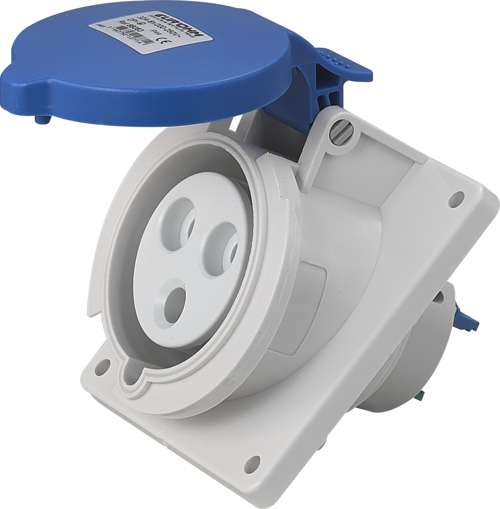 Socle de prise industrielle à encastrer à 10° 2P+T 32A 230V AC IP44