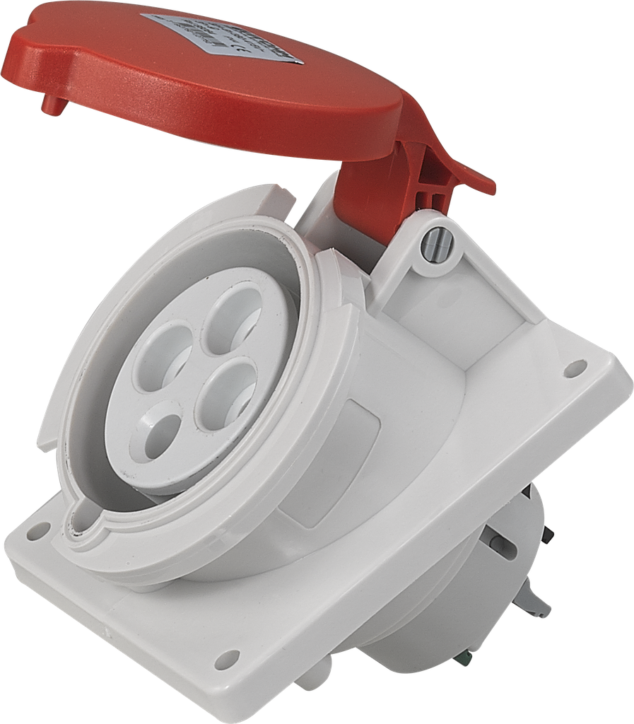 Socle de prise industrielle à encastrer à 10° 3P+T 32A 400V AC IP44