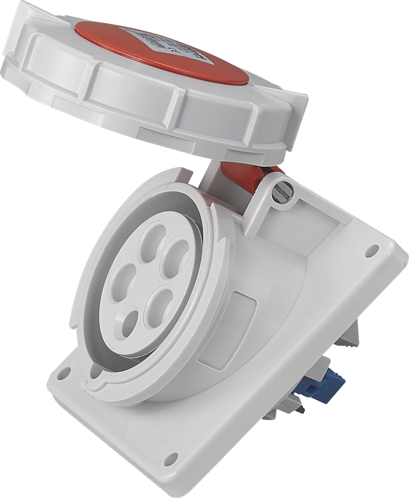 Socle de prise industrielle à encastrer à 10° 3P+N+T 16A 400V AC IP67