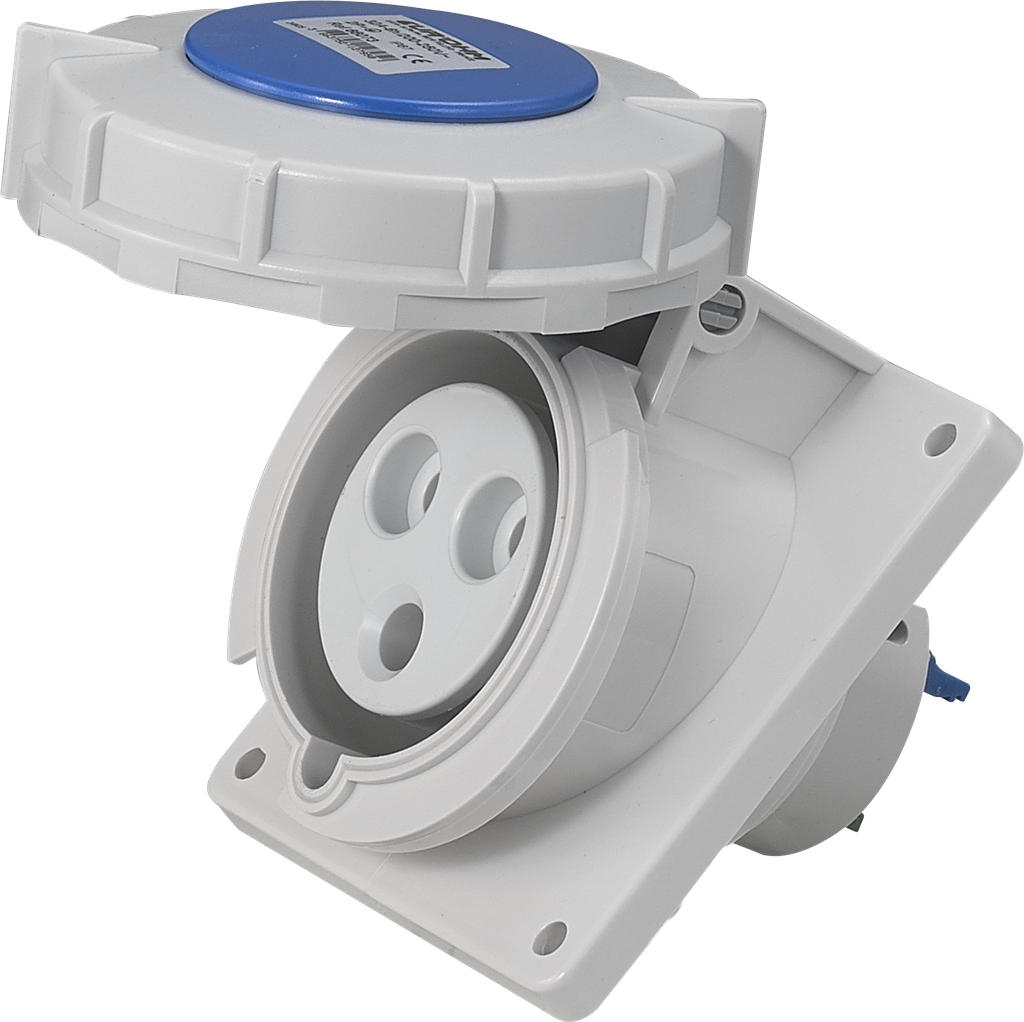 Socle de prise industrielle à encastrer à 10° 2P+T 32A 230V AC IP67