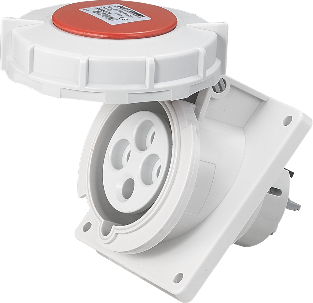 Socle de prise industrielle à encastrer à 10° 3P+T 32A 400V AC IP67