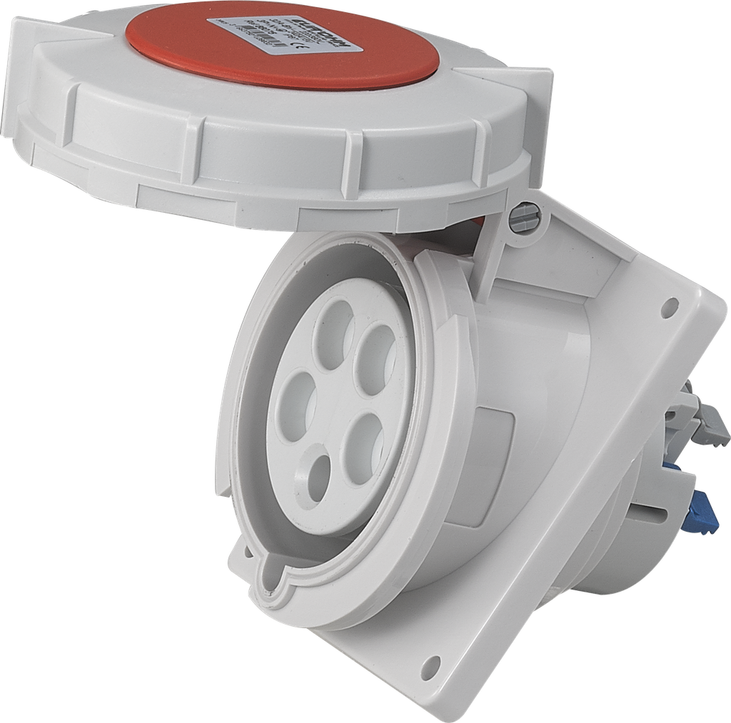 Socle de prise industrielle à encastrer à 10° 3P+N+T 32A 400V AC IP67