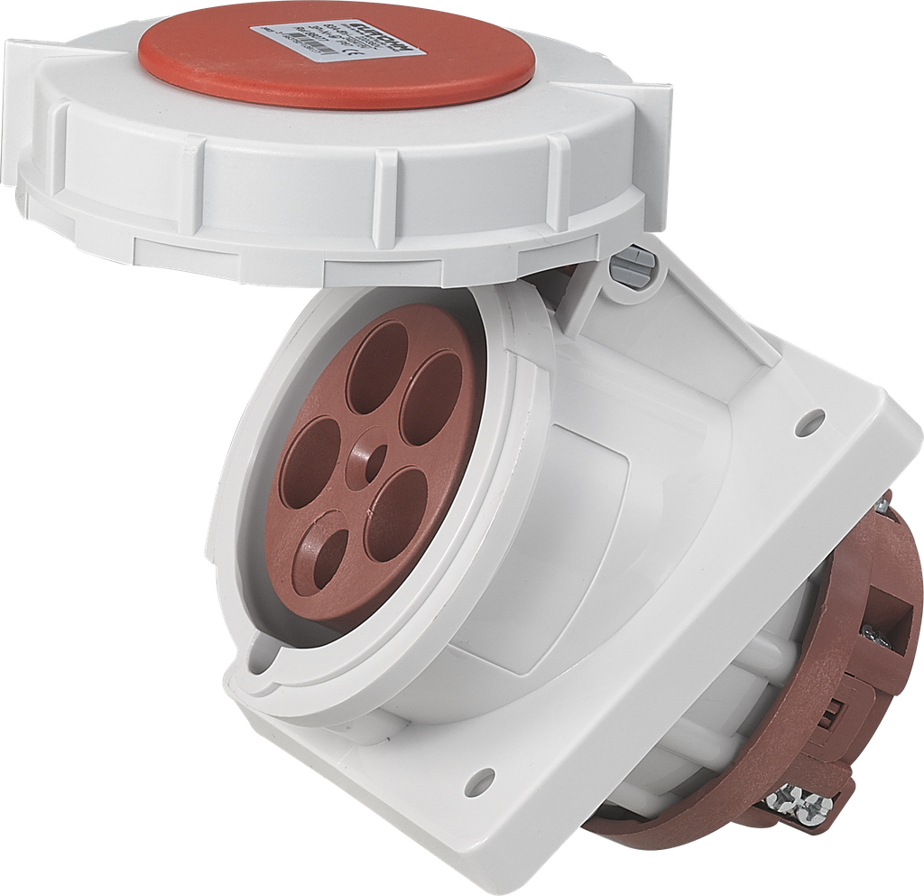 Socle de prise industrielle à encastrer à 10° 3P+N+T 63A 400V AC IP67