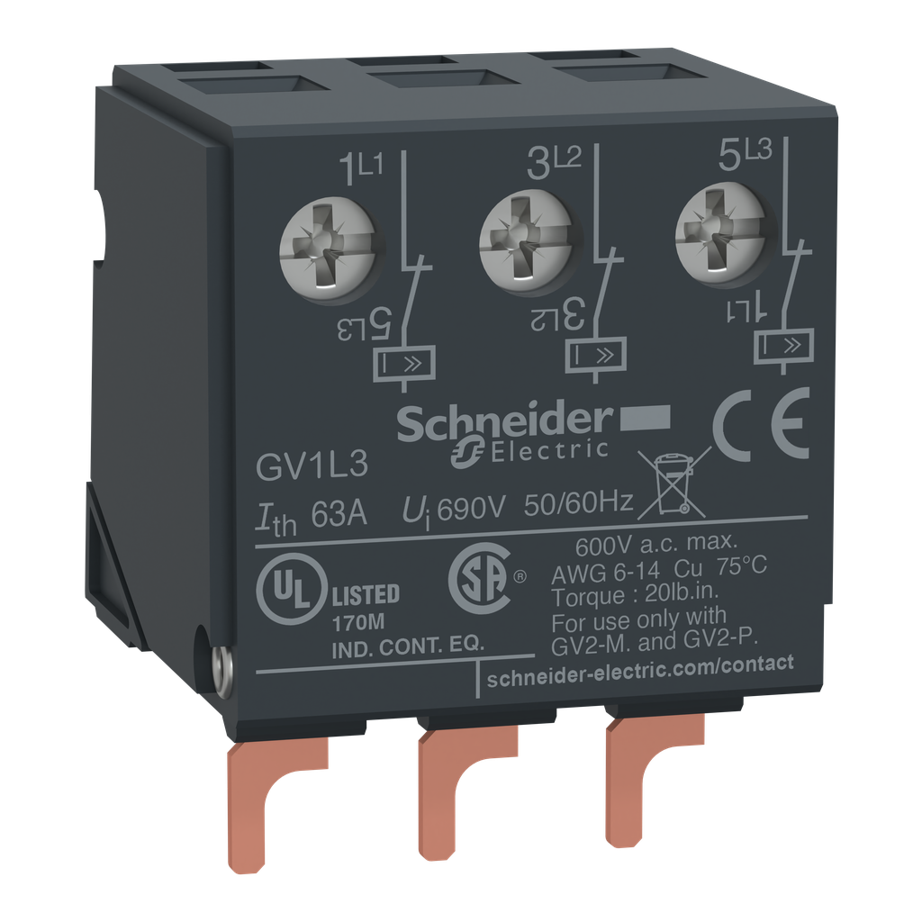 Tesys GV2 - limiteur additif 63A - pour disj. moteur - à la partie supérieure