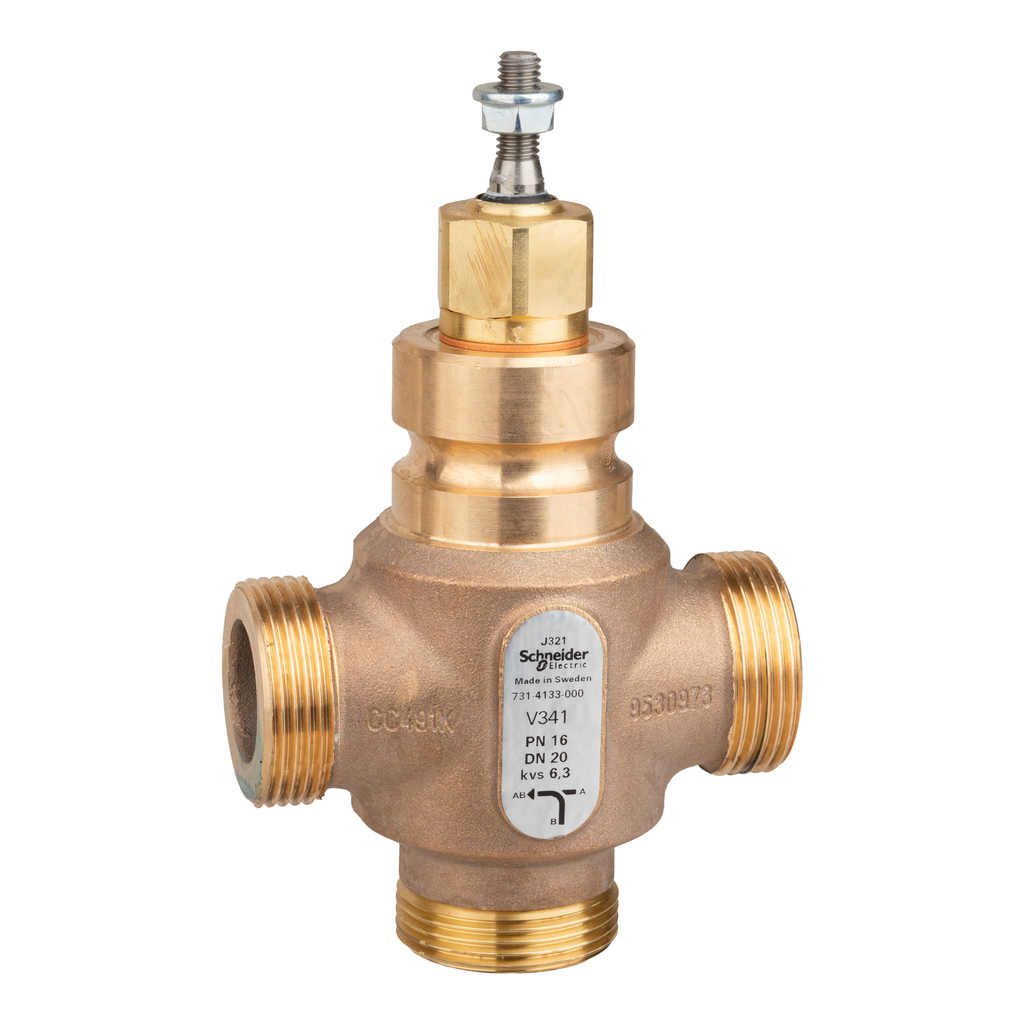 Vanne 3 voies bronze filetée PN16 DN20 Kv6,3