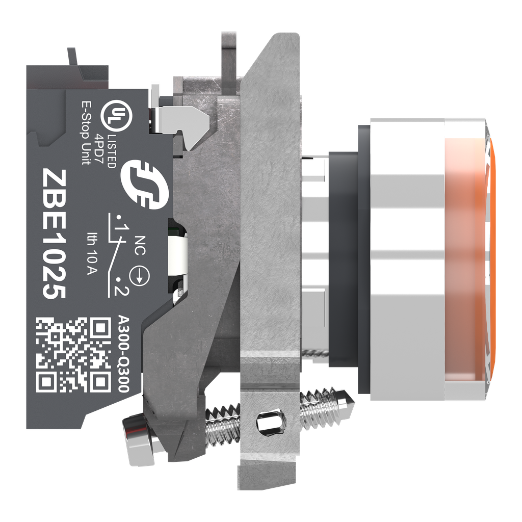 Harmony XB4 - poussoir lumineux LED - 1F+1O - orange - Ø22 - 24VACDC - Push In