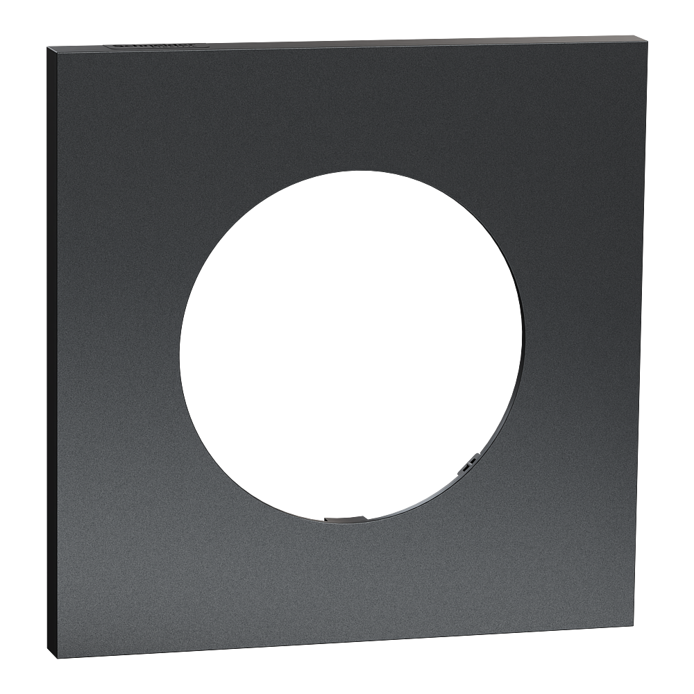 Odace Métal - plaque de finition 1 poste - effet Perle Noire support noir