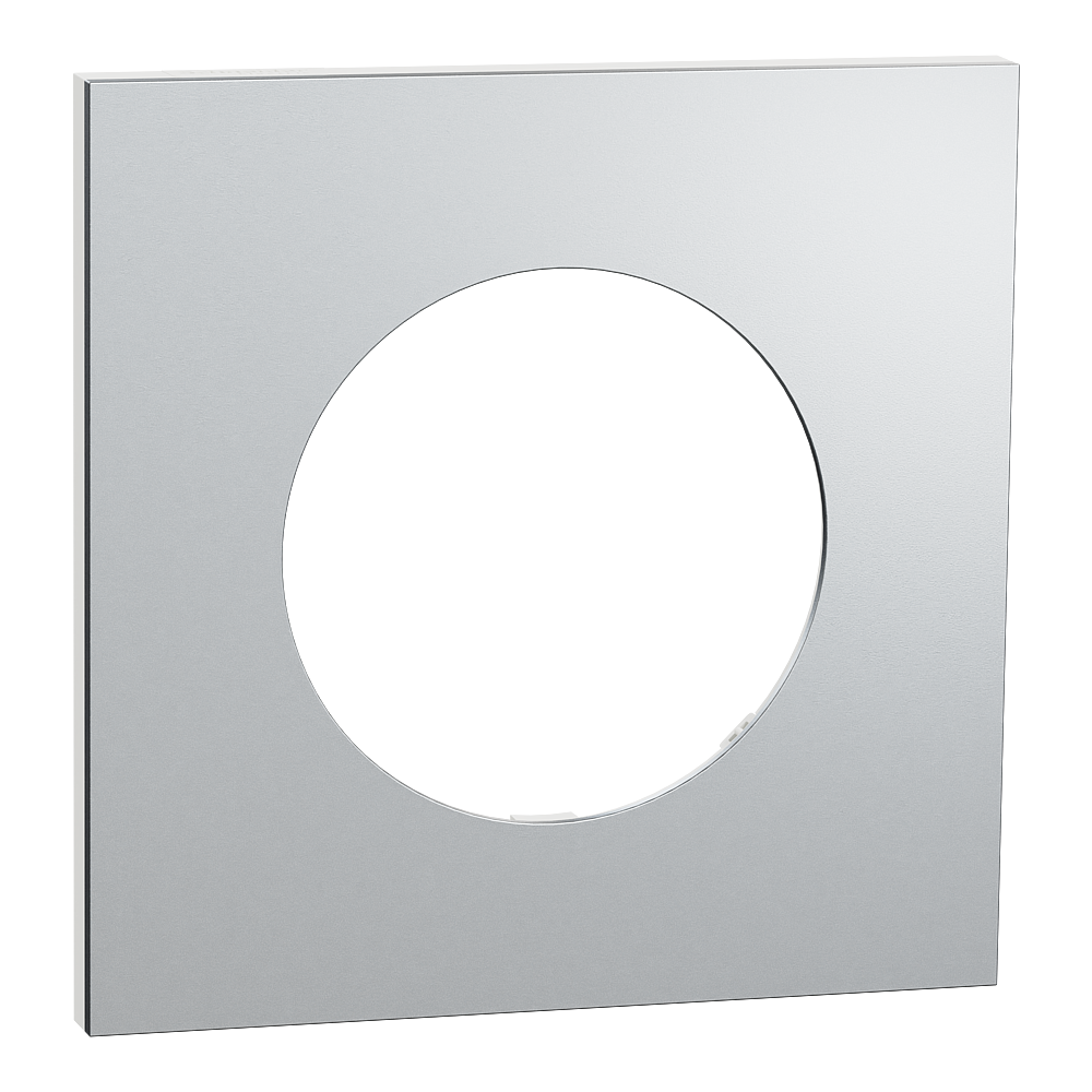 Odace Métal - plaque de finition 1 poste - effet Aluminium support blanc
