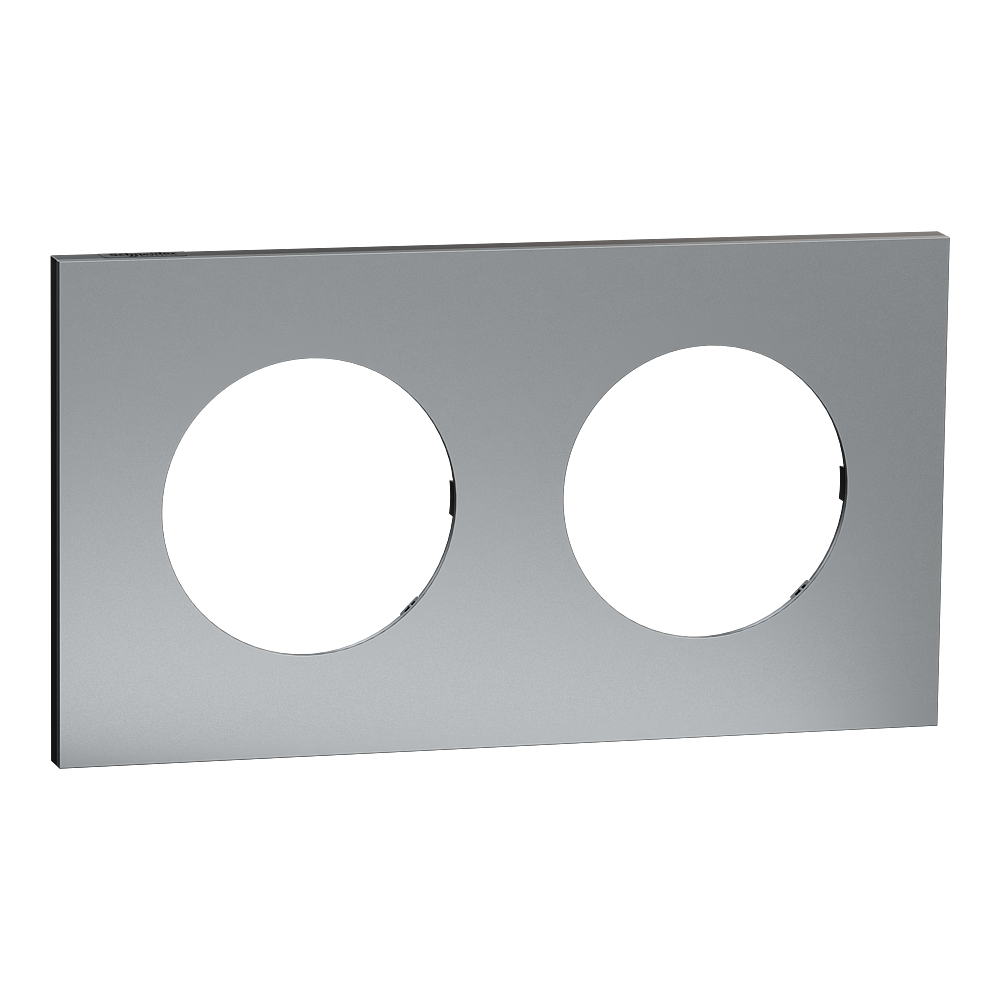 Odace Métal - plaque de finition 2 postes - effet Titane support noir