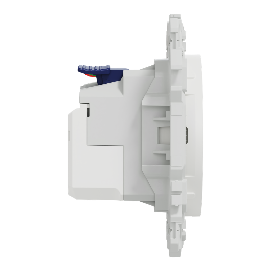 Odace - prise 2P+T affleurante + chargeur USB-C 18W Power Delivery - blanc craie
