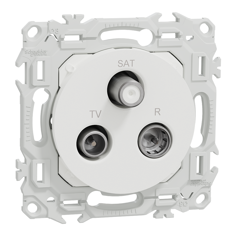 Odace - prise TV/FM/SAT - sorties coaxiales - blanc craie