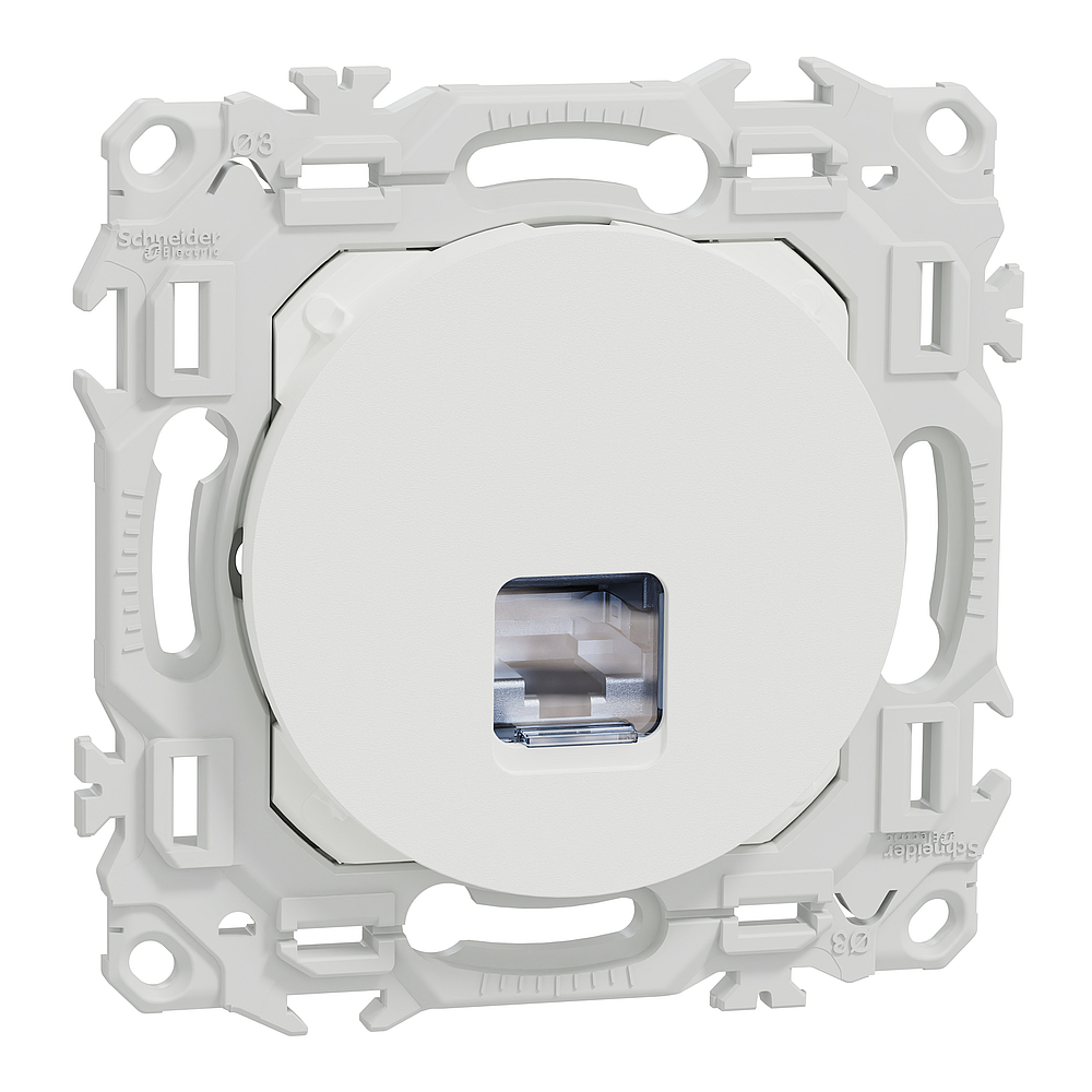 Odace - prise RJ45 - Cat6A STP grade 3TV - blanc craie
