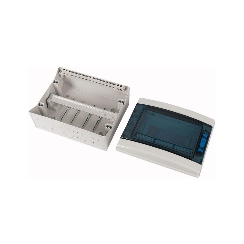 Coffret 1 rangée 12 modules, avec barrette N/PE, porte transparente