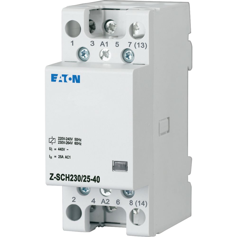 Contacteur modulaire, 230VAC/50Hz, 4 s, 25A, 2 modules