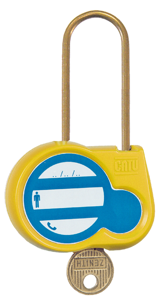 Cadenas jaune anse 50mm diamètre 4mm clé 222.