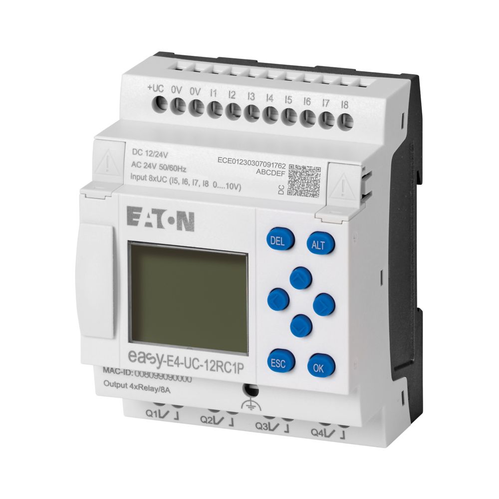 Module logique 12/24 VDC,24 VAC, afficheur, 8E TOR : 4 ana, 4S relais, Push-In