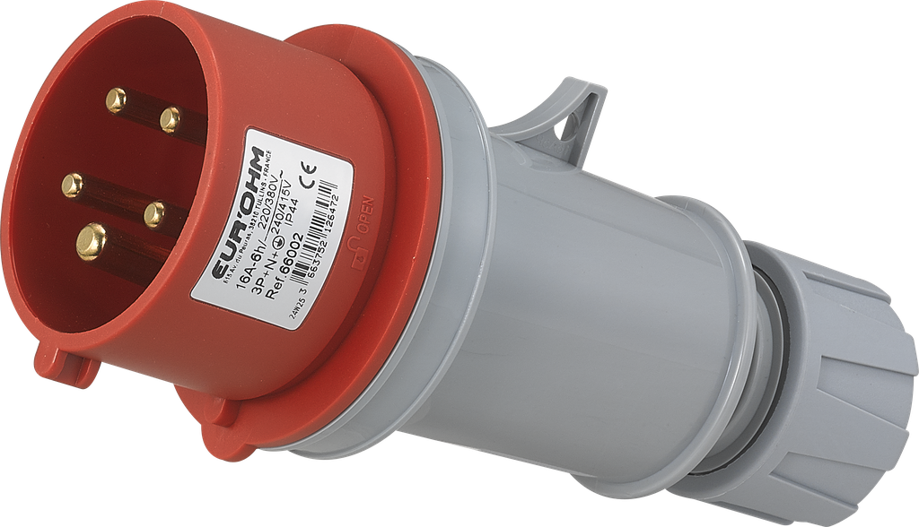 Fiche industrielle mobile droite 3P+N+T 16A 400V AC IP44