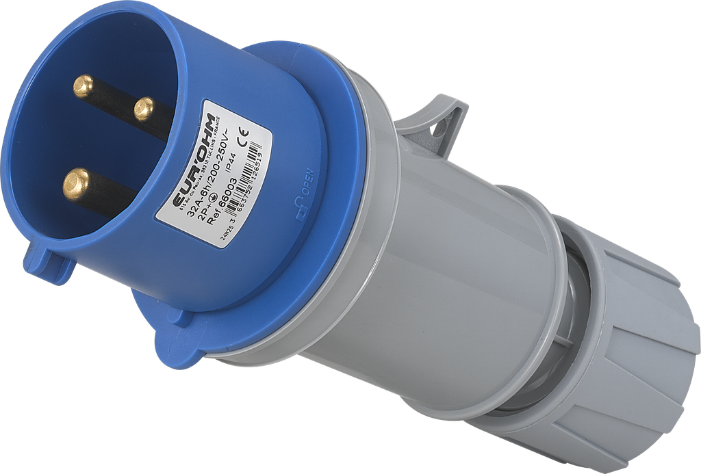 Fiche industrielle mobile droite 2P+T 32A 230V AC IP44